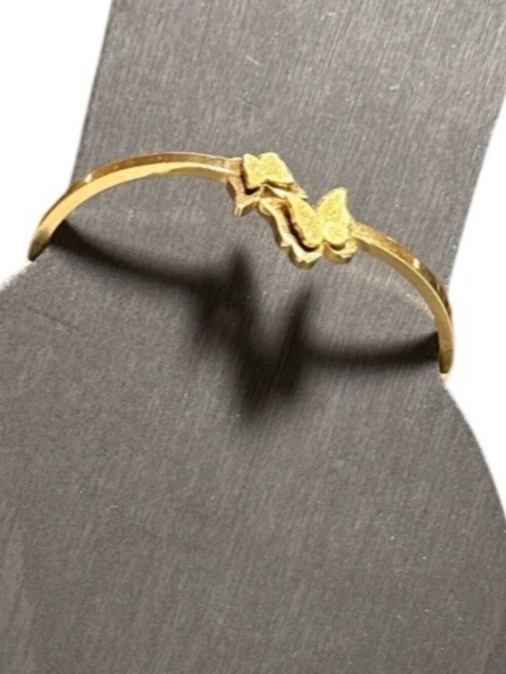 Vintage Butterfly Hinged Cuff Bracelet Gold Tone Womens Costume Jewelry - Picture 2 of 6